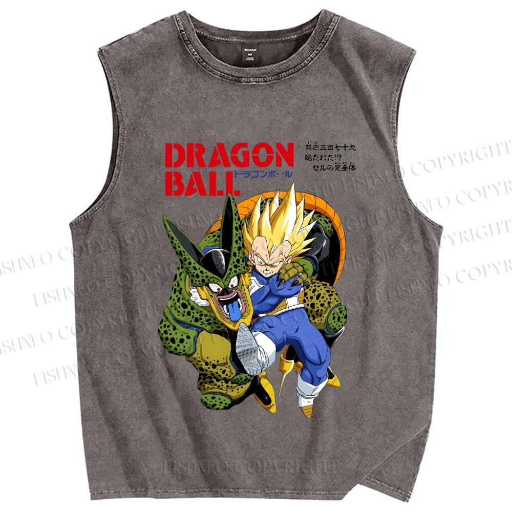 Unisex Super Vegeta Dragon Ball Printed Washed Tank Top
