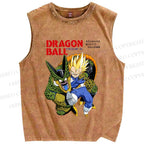 Unisex Super Vegeta Dragon Ball Printed Washed Tank Top