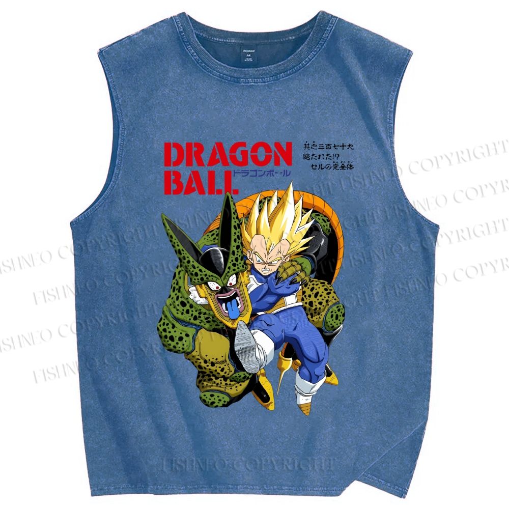 Unisex Super Vegeta Dragon Ball Printed Washed Tank Top