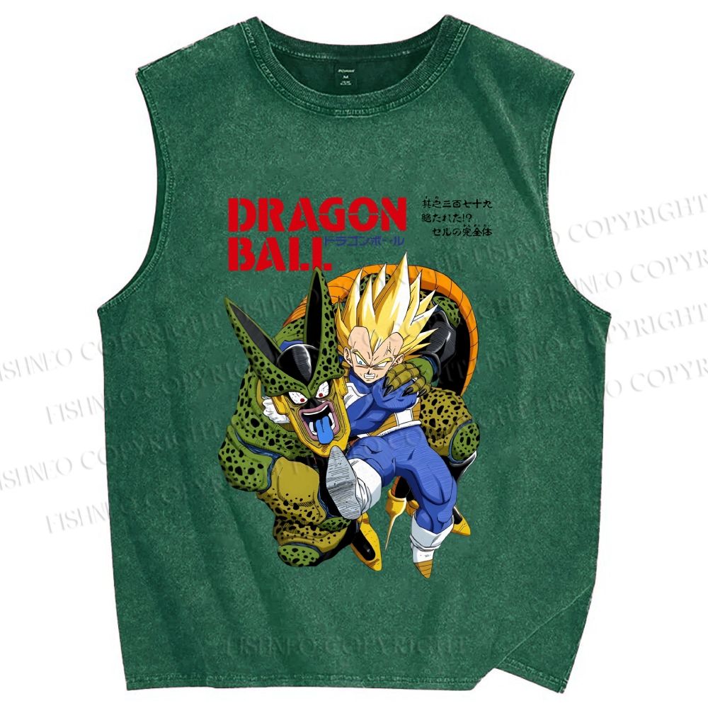 Unisex Super Vegeta Dragon Ball Printed Washed Tank Top