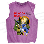 Unisex Super Vegeta Dragon Ball Printed Washed Tank Top