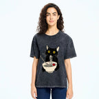 Ramen Cat Vintage Wash Japanese Design T-Shirt