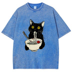 Ramen Cat Vintage Wash Japanese Design T-Shirt