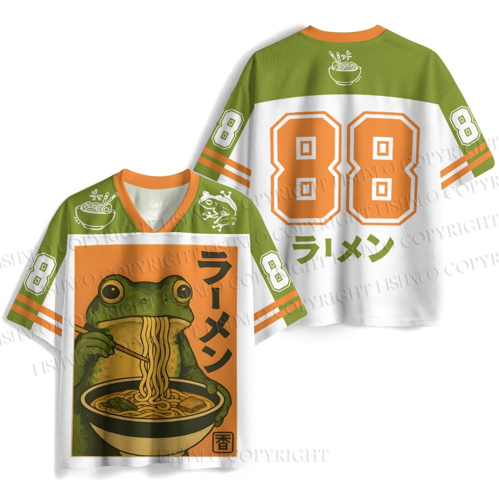 Japanese Frog Having Ramen Jersey Shirts