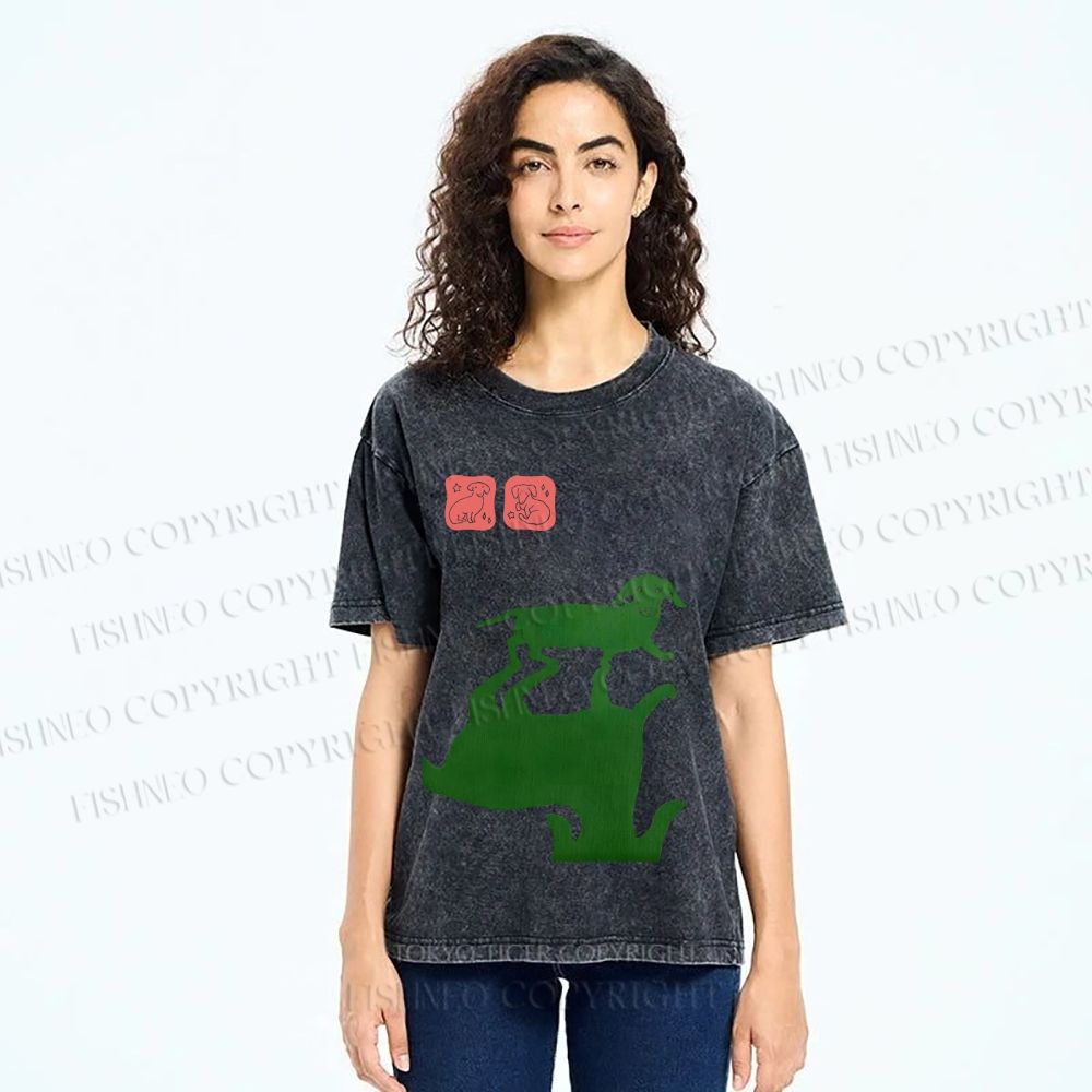 Unisex Dachshund Printed Washed Tee