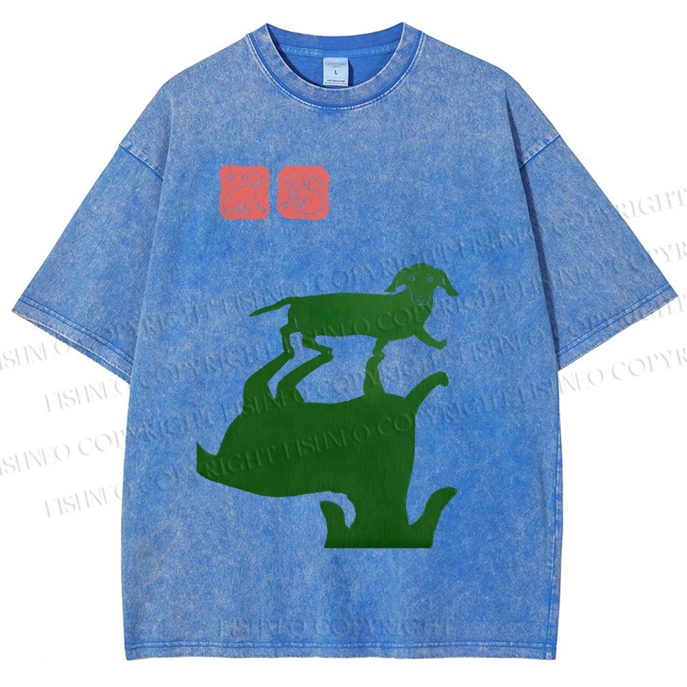 Unisex Dachshund Printed Washed Tee