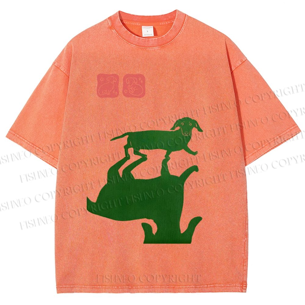 Unisex Dachshund Printed Washed Tee
