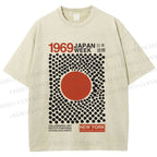 Unisex Japan Art Exhibition Printed Washed Tee
