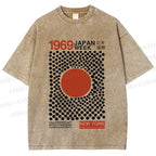 Unisex Japan Art Exhibition Printed Washed Tee