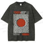 Unisex Japan Art Exhibition Printed Washed Tee