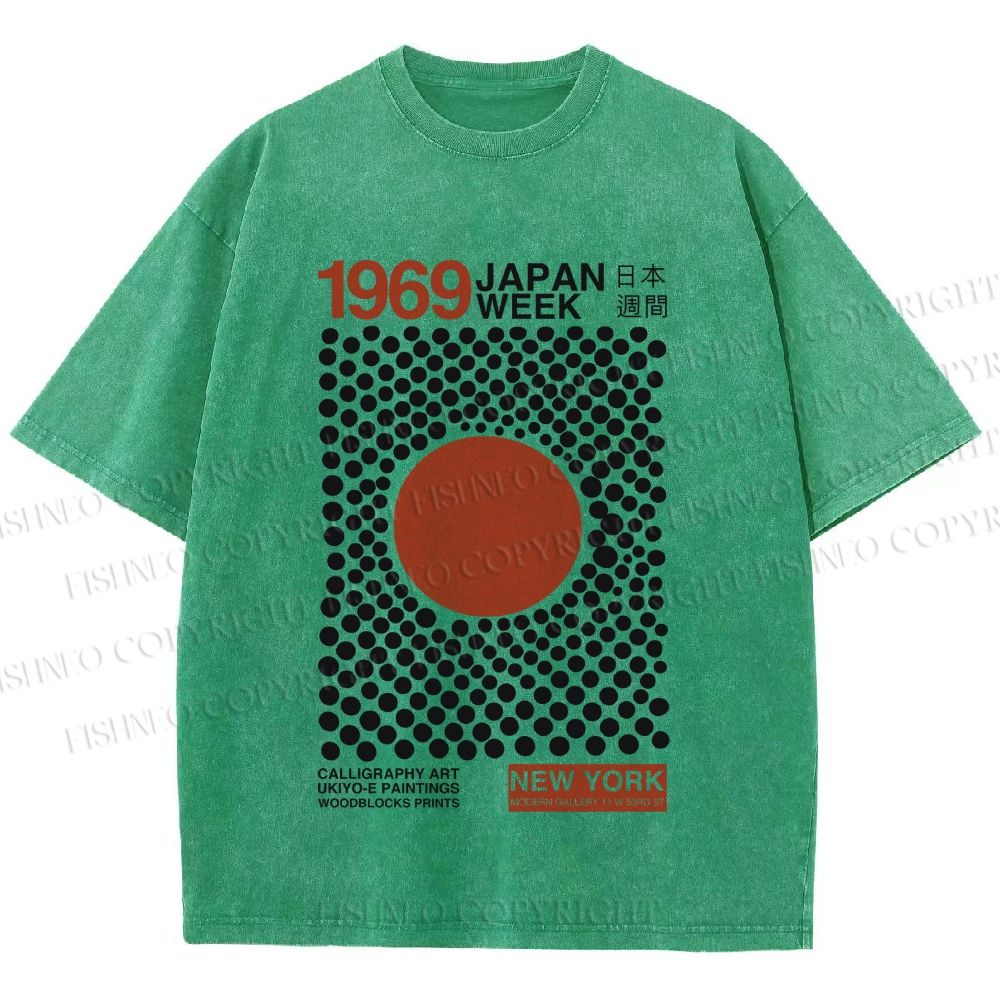 Unisex Japan Art Exhibition Printed Washed Tee