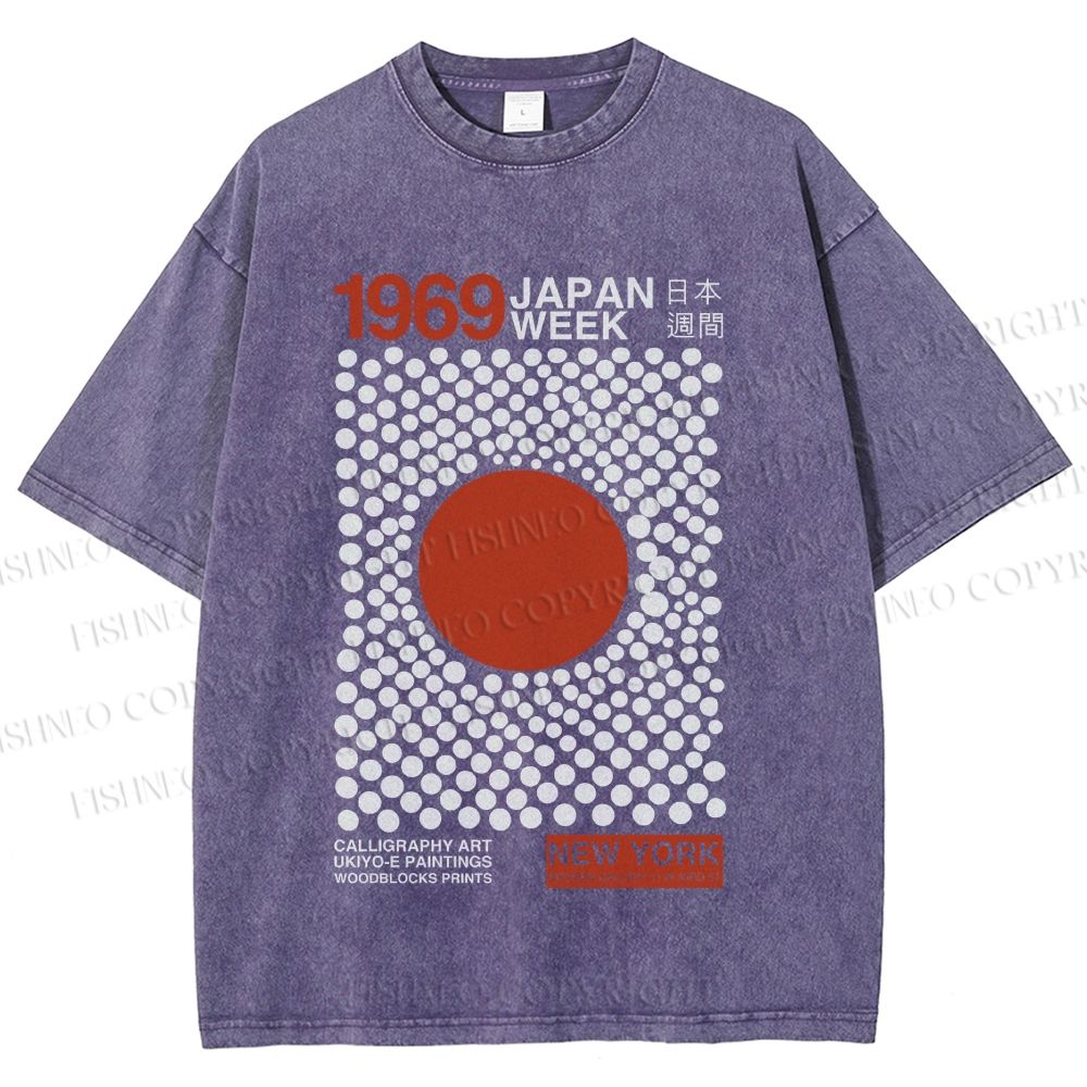 Unisex Japan Art Exhibition Printed Washed Tee