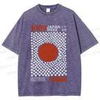 Unisex Japan Art Exhibition Printed Washed Tee