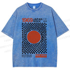Unisex Japan Art Exhibition Printed Washed Tee