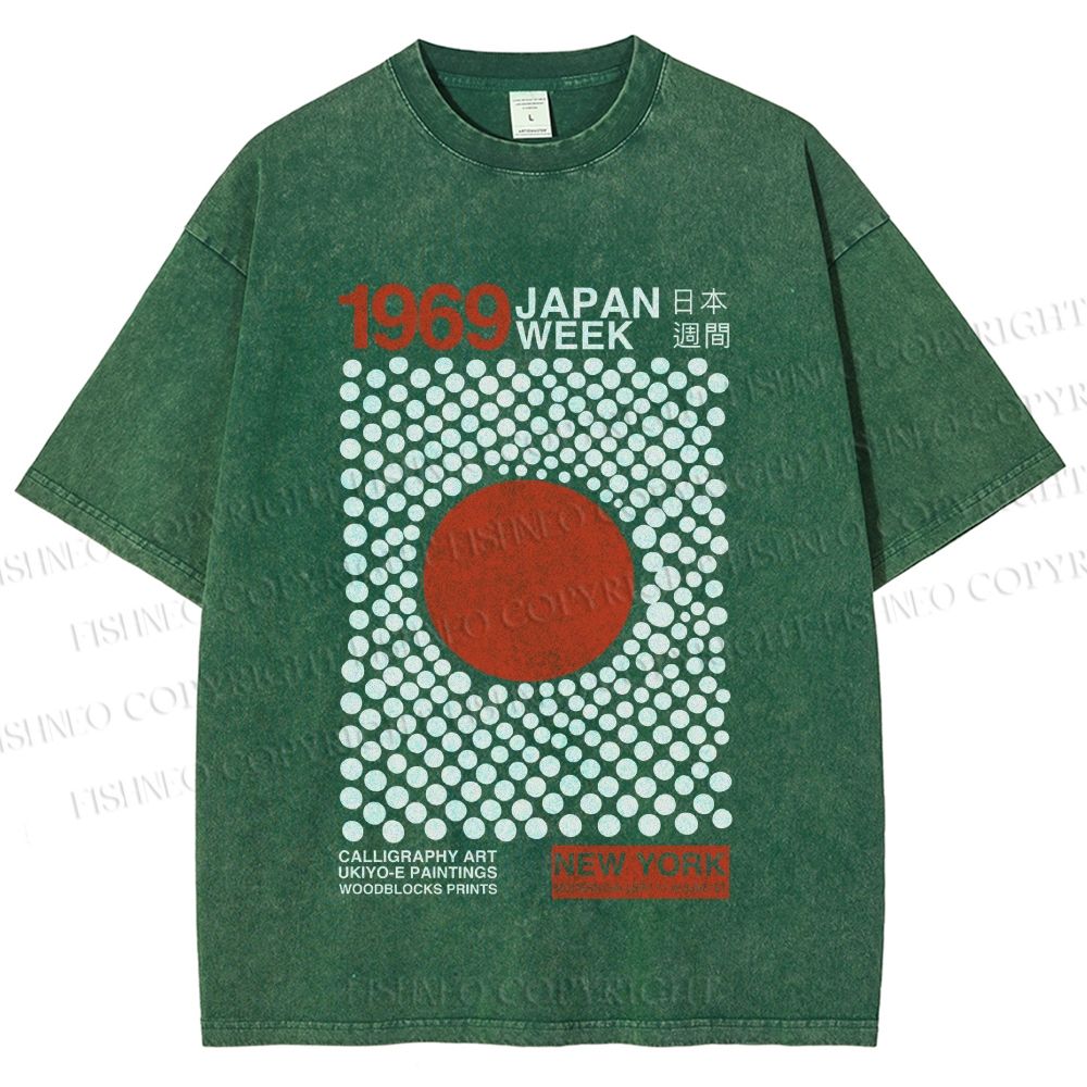 Unisex Japan Art Exhibition Printed Washed Tee