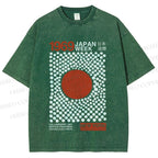 Unisex Japan Art Exhibition Printed Washed Tee