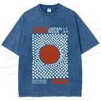 Unisex Japan Art Exhibition Printed Washed Tee