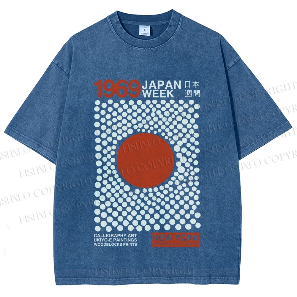 Unisex Japan Art Exhibition Printed Washed Tee