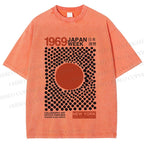 Unisex Japan Art Exhibition Printed Washed Tee