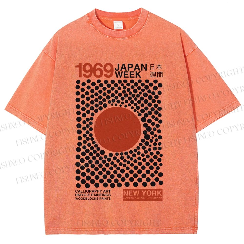 Unisex Japan Art Exhibition Printed Washed Tee