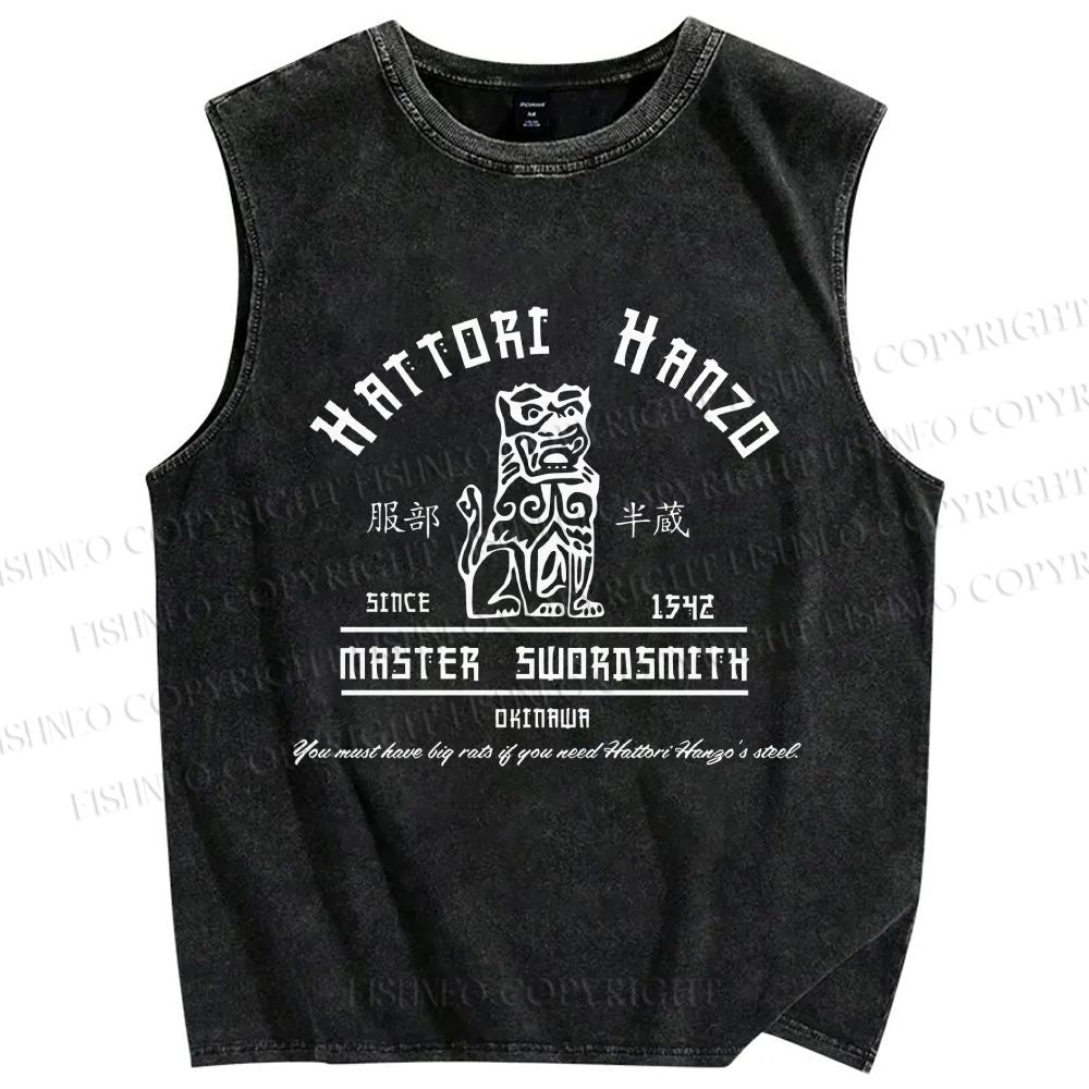 Unisex Hattori Hanzo Printed Washed Tank Top