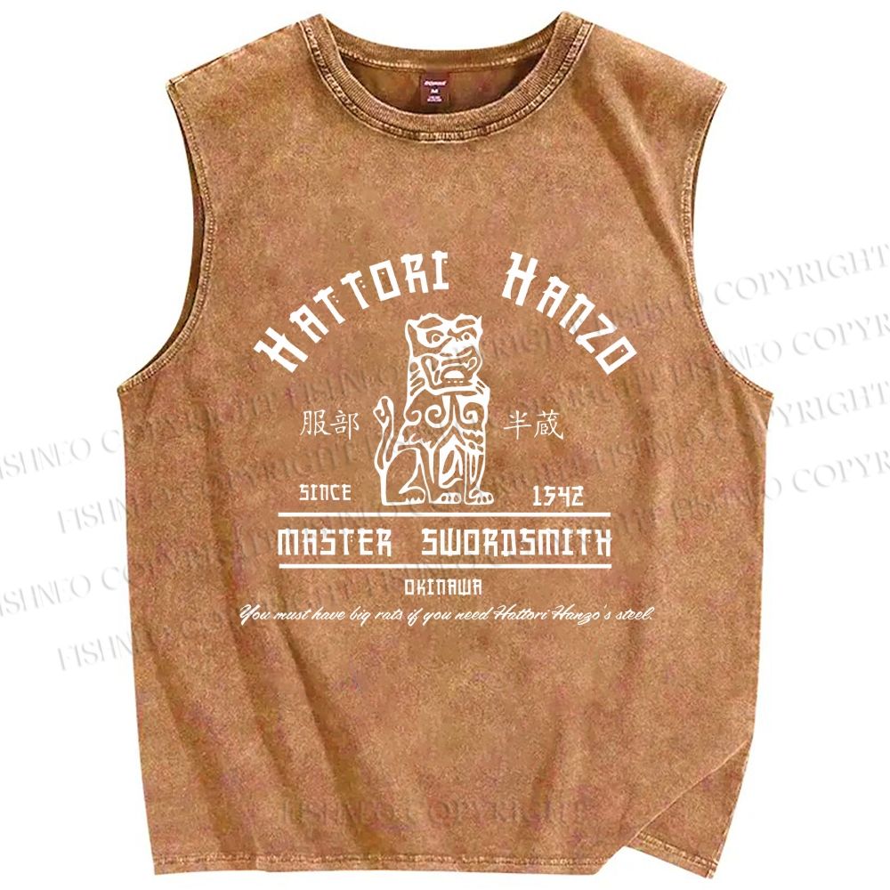 Unisex Hattori Hanzo Printed Washed Tank Top