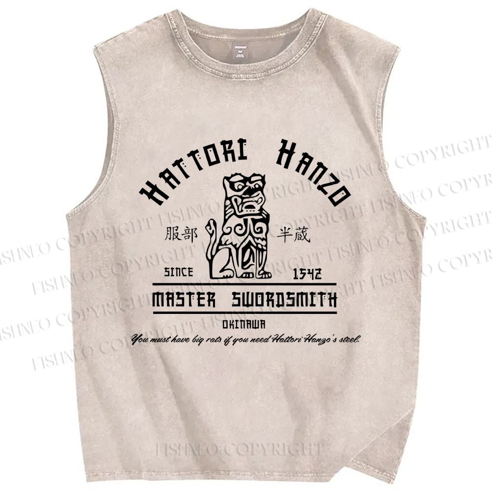 Unisex Hattori Hanzo Printed Washed Tank Top