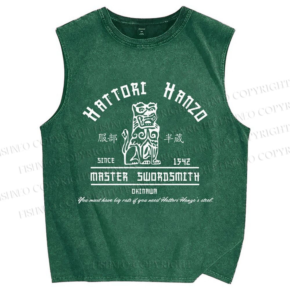 Unisex Hattori Hanzo Printed Washed Tank Top