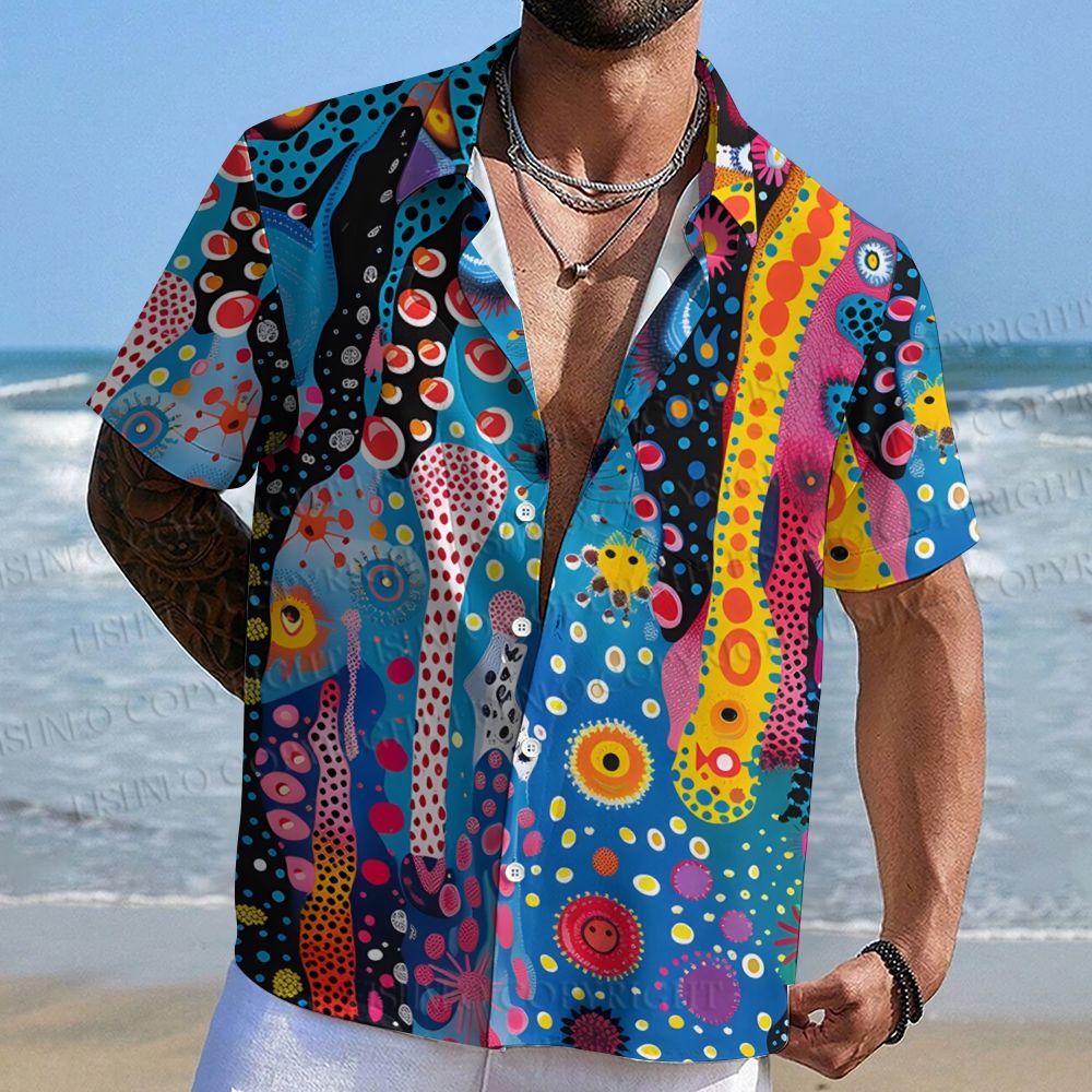 Yayoi Kusama Style Polka Dot Hawaiian Shirt