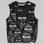 Unisex Spooky Eyes in Night Printed Tank Top