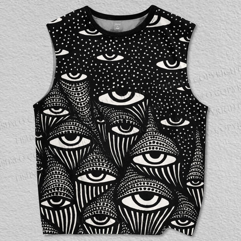 Unisex Spooky Eyes in Night Printed Tank Top