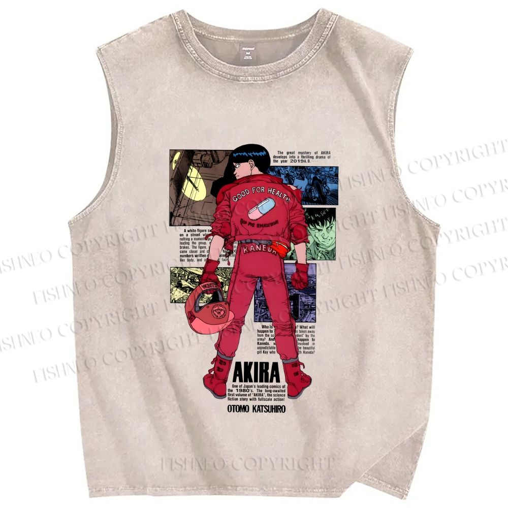 Unisex Akira Printed Washed Tank Top