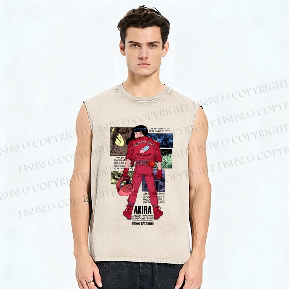 Unisex Akira Printed Washed Tank Top
