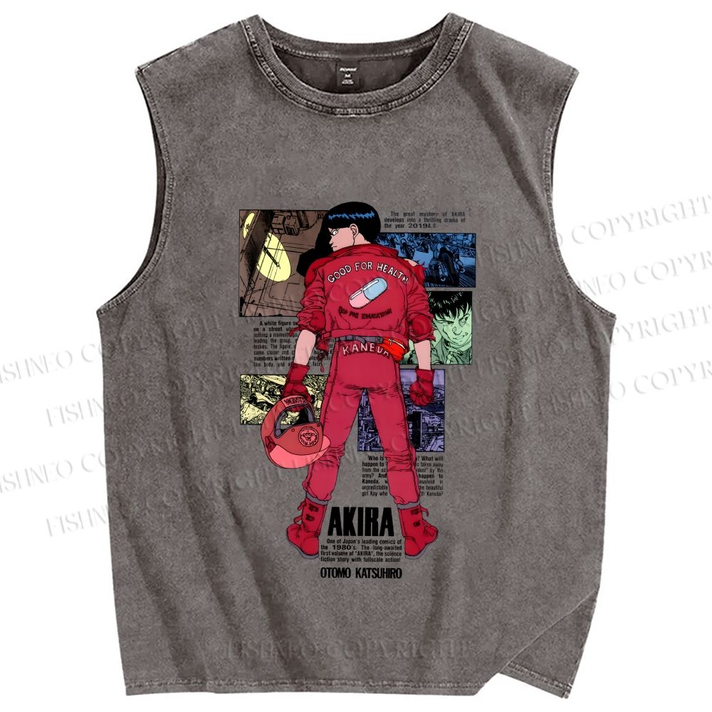 Unisex Akira Printed Washed Tank Top
