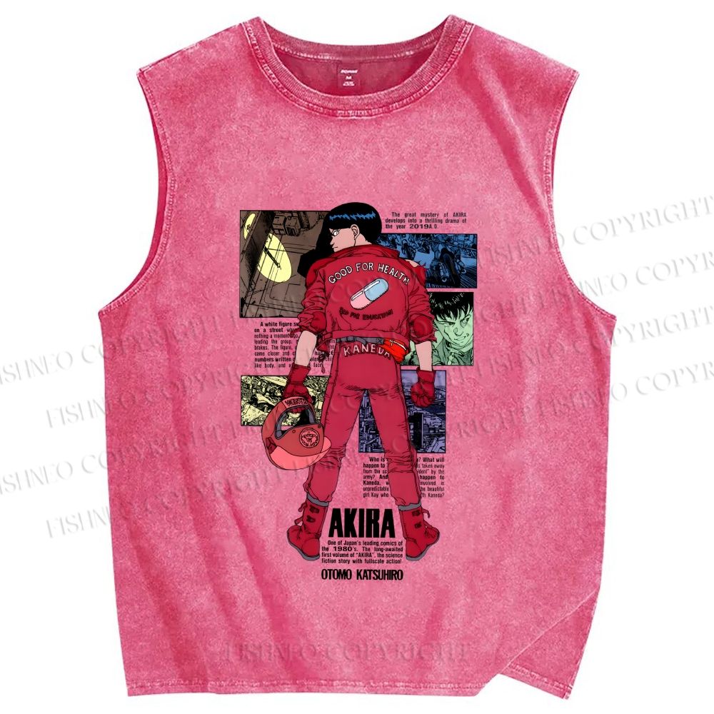 Unisex Akira Printed Washed Tank Top