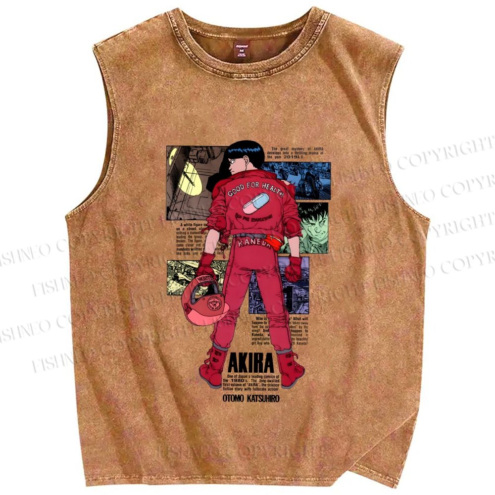 Unisex Akira Printed Washed Tank Top