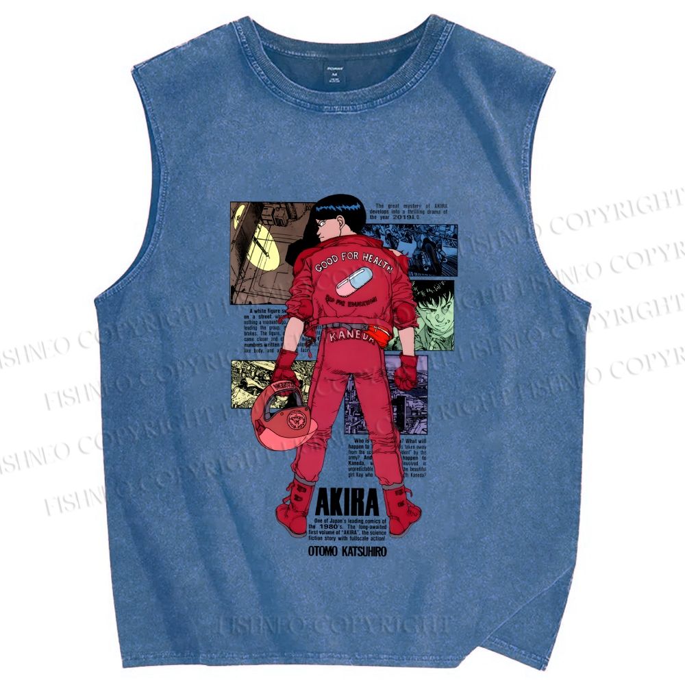Unisex Akira Printed Washed Tank Top