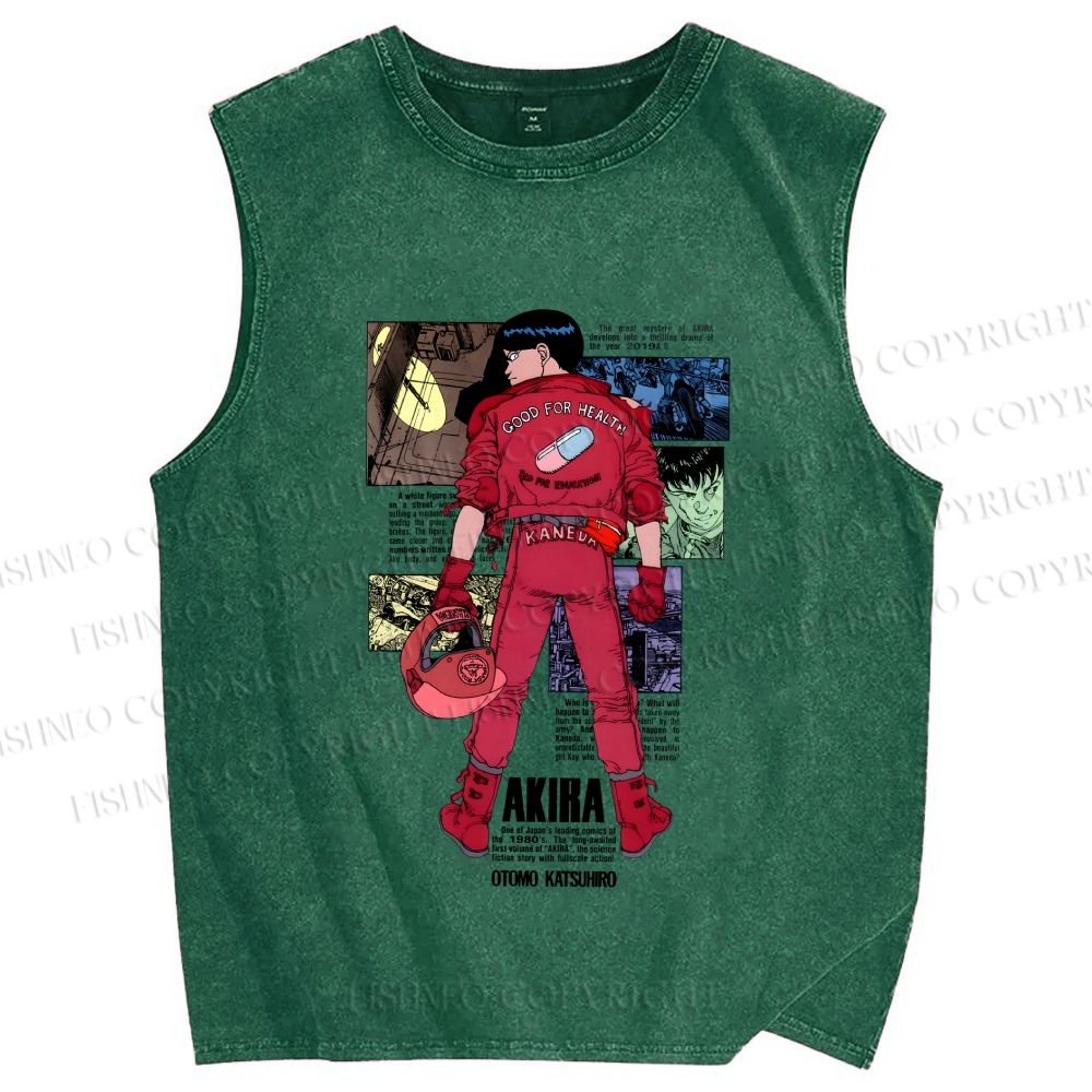 Unisex Akira Printed Washed Tank Top