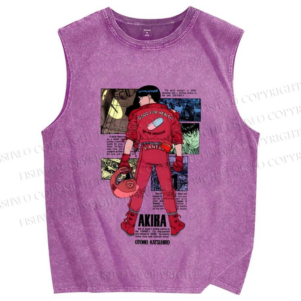 Unisex Akira Printed Washed Tank Top