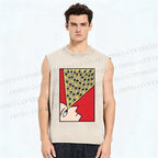 Unisex Man With Spooky Eyes Printed Washed Tank Top
