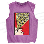 Unisex Man With Spooky Eyes Printed Washed Tank Top
