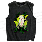 Unisex Frog Stars Printed Washed Tank Top