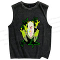 Unisex Frog Stars Printed Washed Tank Top