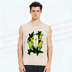 Unisex Frog Stars Printed Washed Tank Top