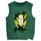 Unisex Frog Stars Printed Washed Tank Top