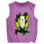 Unisex Frog Stars Printed Washed Tank Top