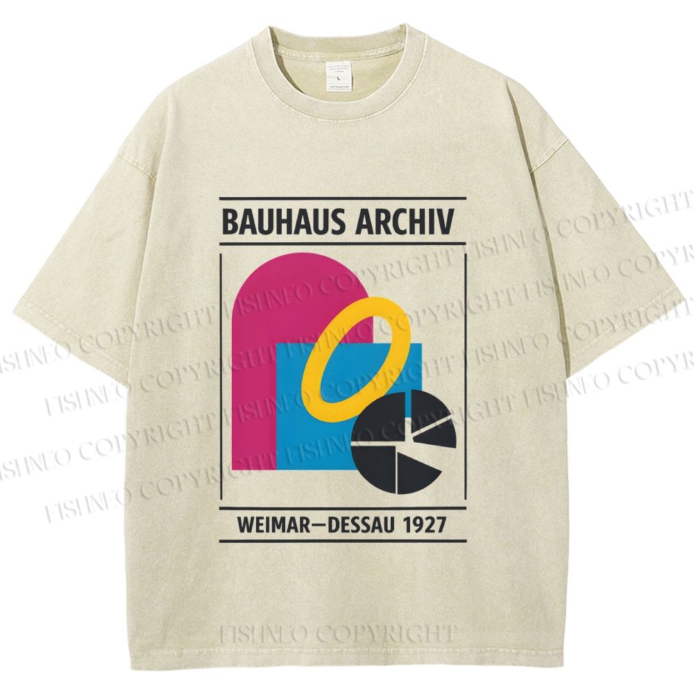 Unisex Bauhaus Design Printed Washed Tee