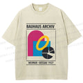 Unisex Bauhaus Design Printed Washed Tee