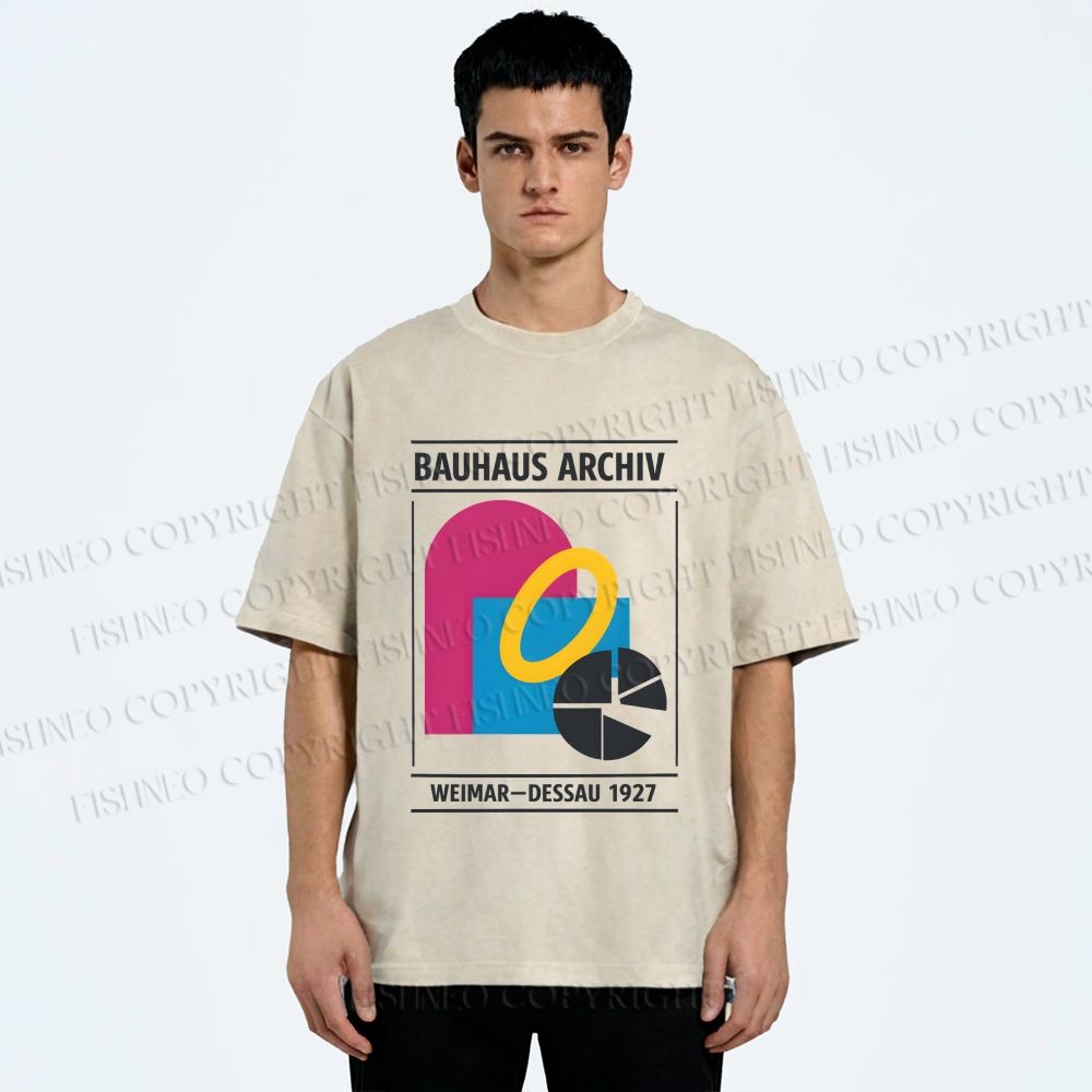 Unisex Bauhaus Design Printed Washed Tee