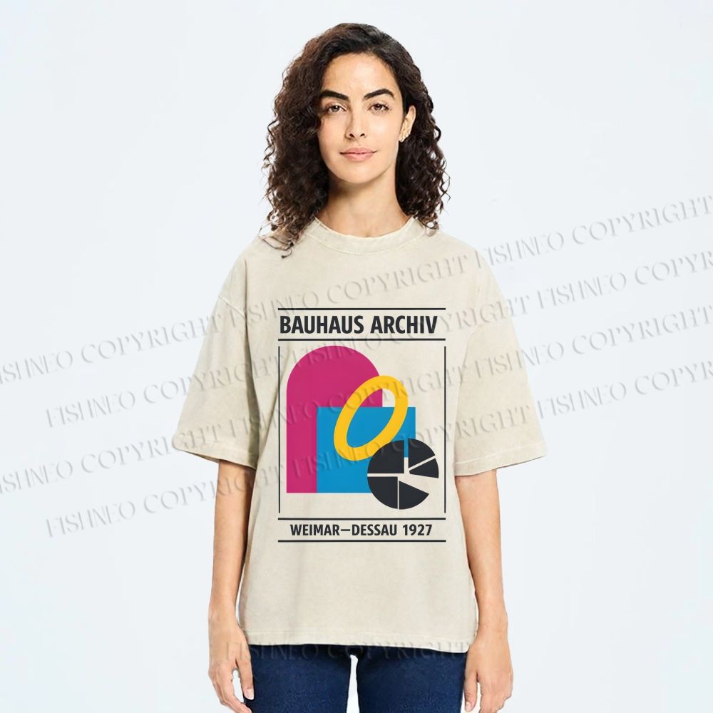 Unisex Bauhaus Design Printed Washed Tee